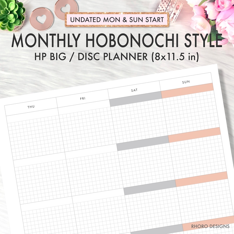 BIG HAPPY PLANNER Printable Insert Monthly Hobonichi Style - Etsy