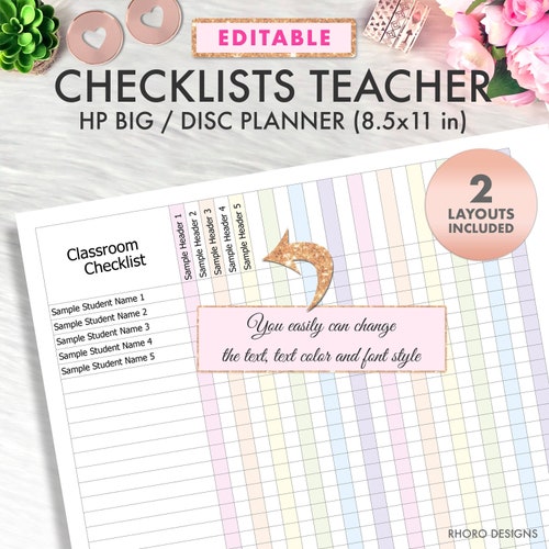 Big Teacher Happy Planner Classroom Checklist Printable Etsy