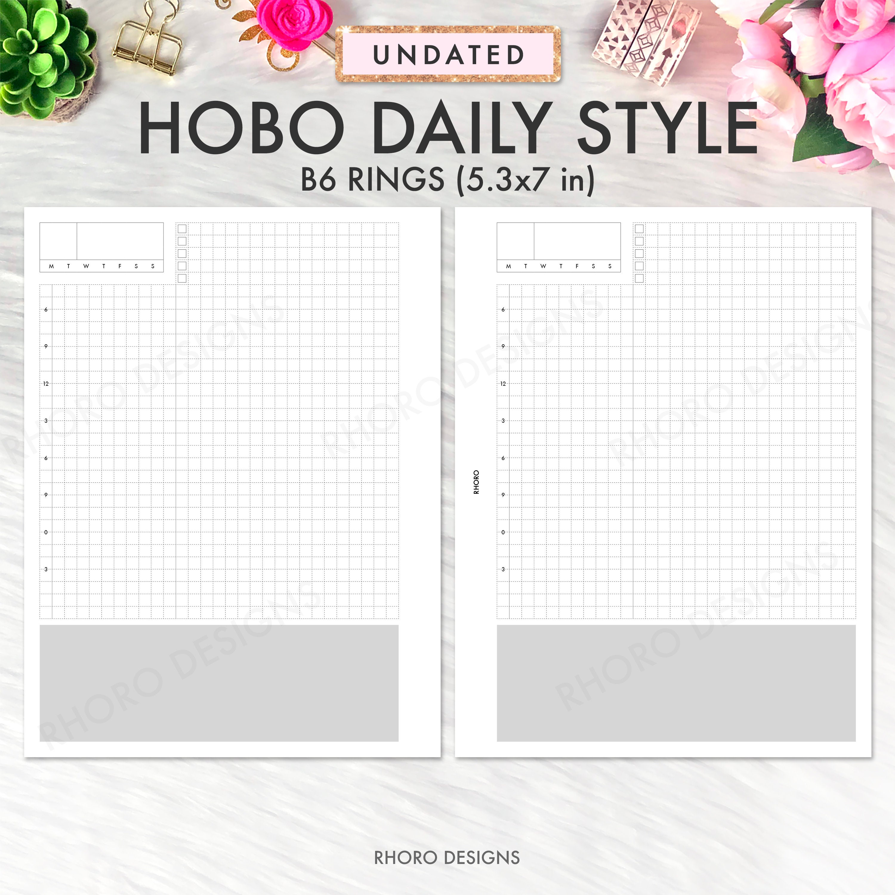 B6 Rings Inserts Printable, B6 Rings Planner Inserts, B6 Hobonichi ...