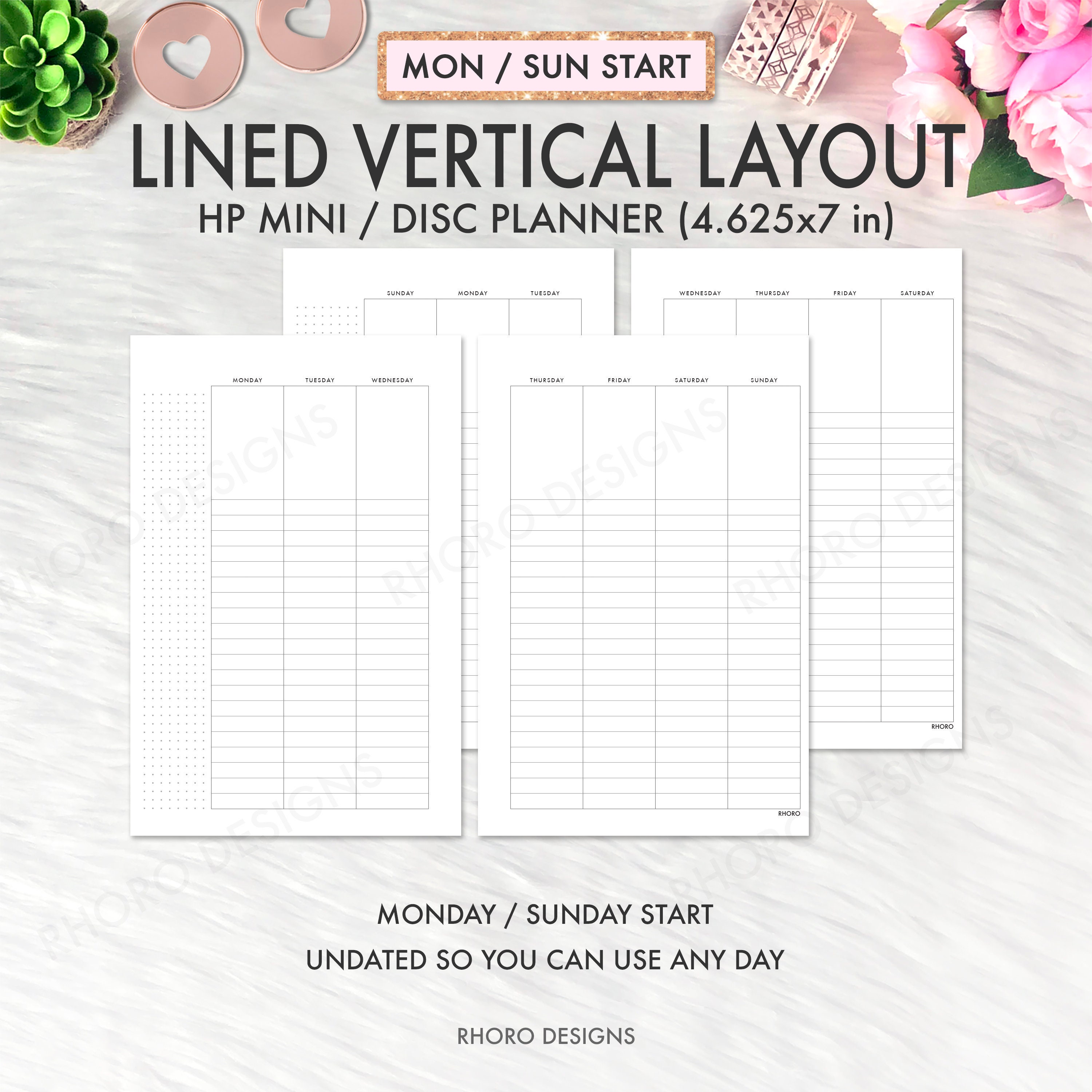 Happy Planner Mini druckbar, Happy Planner Mini Lined Vertikal, Happy Planner Weekly druckbar, Weekly Lined Vertikal, Mini Happy Planner
