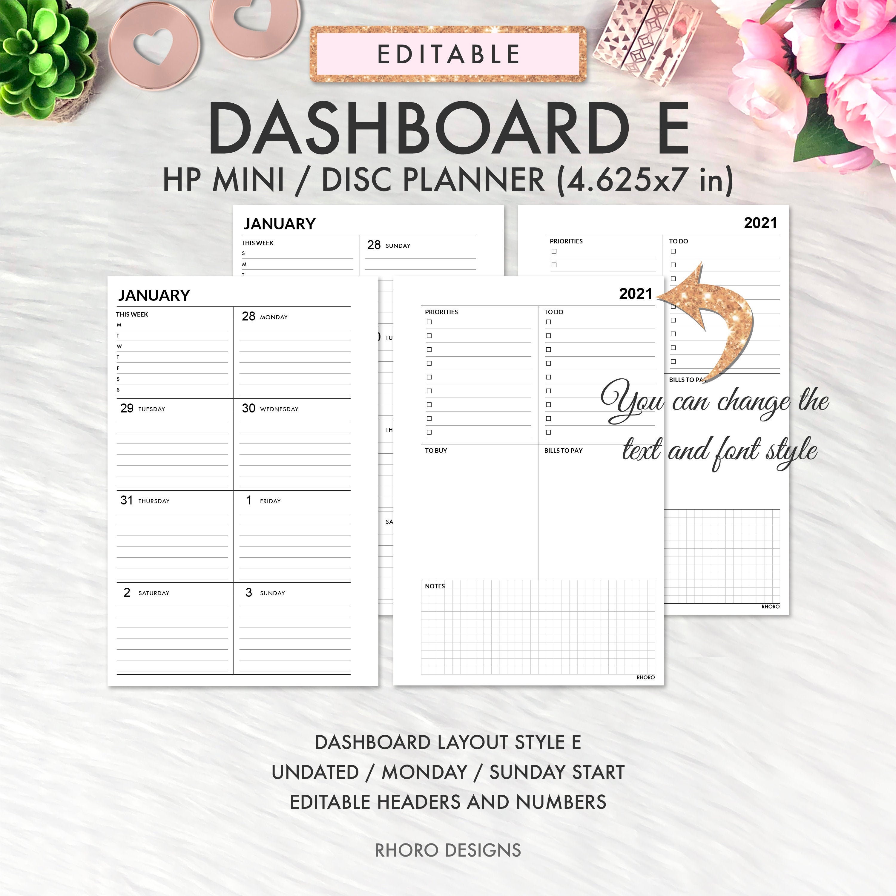 EDITABLE Happy Planner Mini Dashboard Layout Printable Insert Etsy