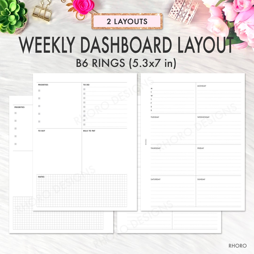 B6 Rings Inserts Printable, B6 Rings Planner Inserts, B6 Rings ...