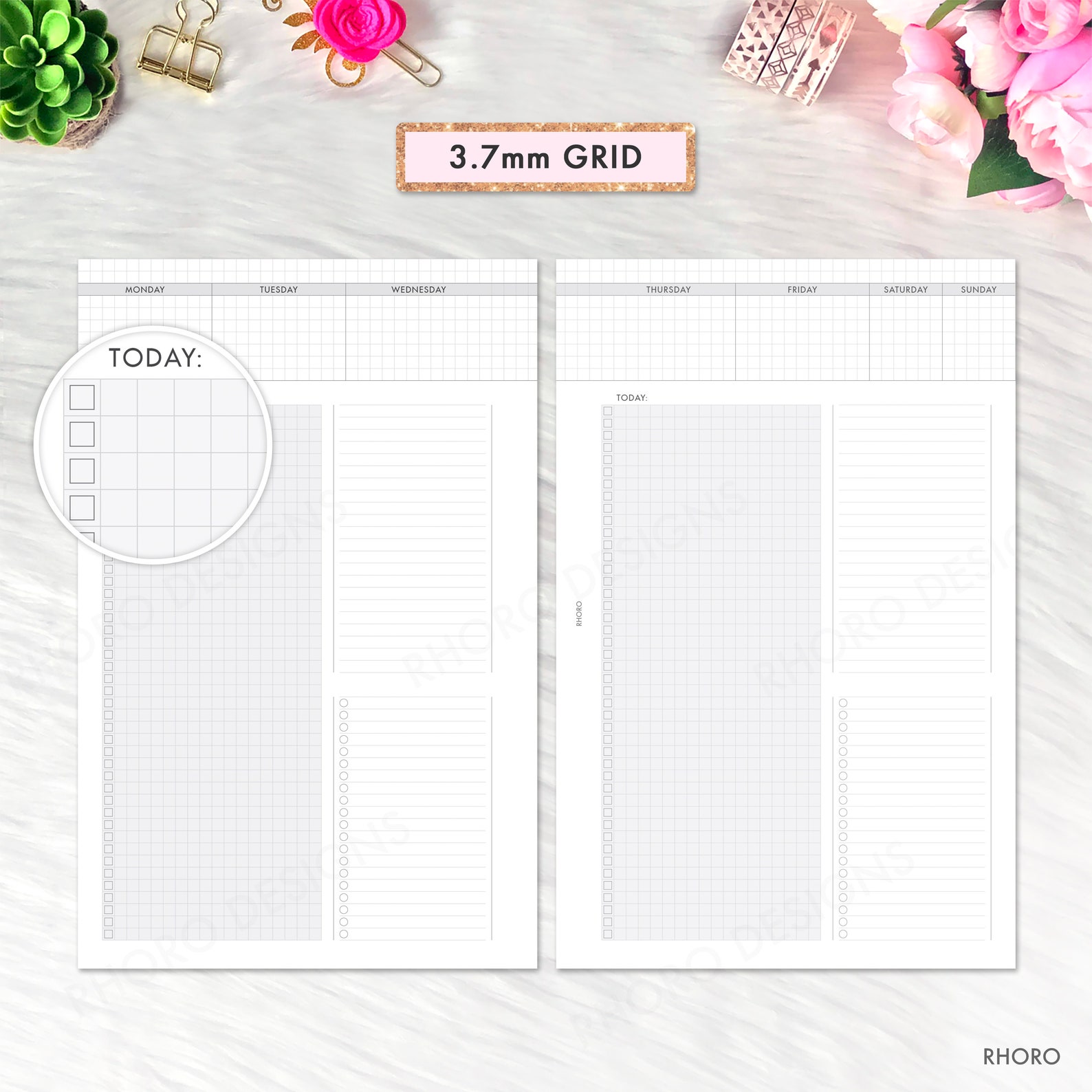Half Letter Planner Inserts Printable Weekly Grid Grid - Etsy