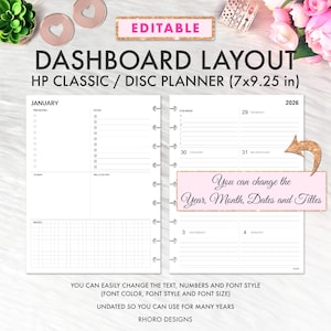 EDITABLE Dashboard Layout CLASSIC Happy Planner Printable Insert, Dashboard Layout Weekly Undated Happy Planner Refill Printable Inserts Pdf