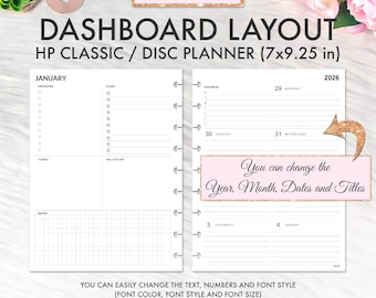 EDITABLE Dashboard Layout CLASSIC Happy Planner Printable Insert, Dashboard Layout Weekly Undated Happy Planner Refill Printable Inserts Pdf