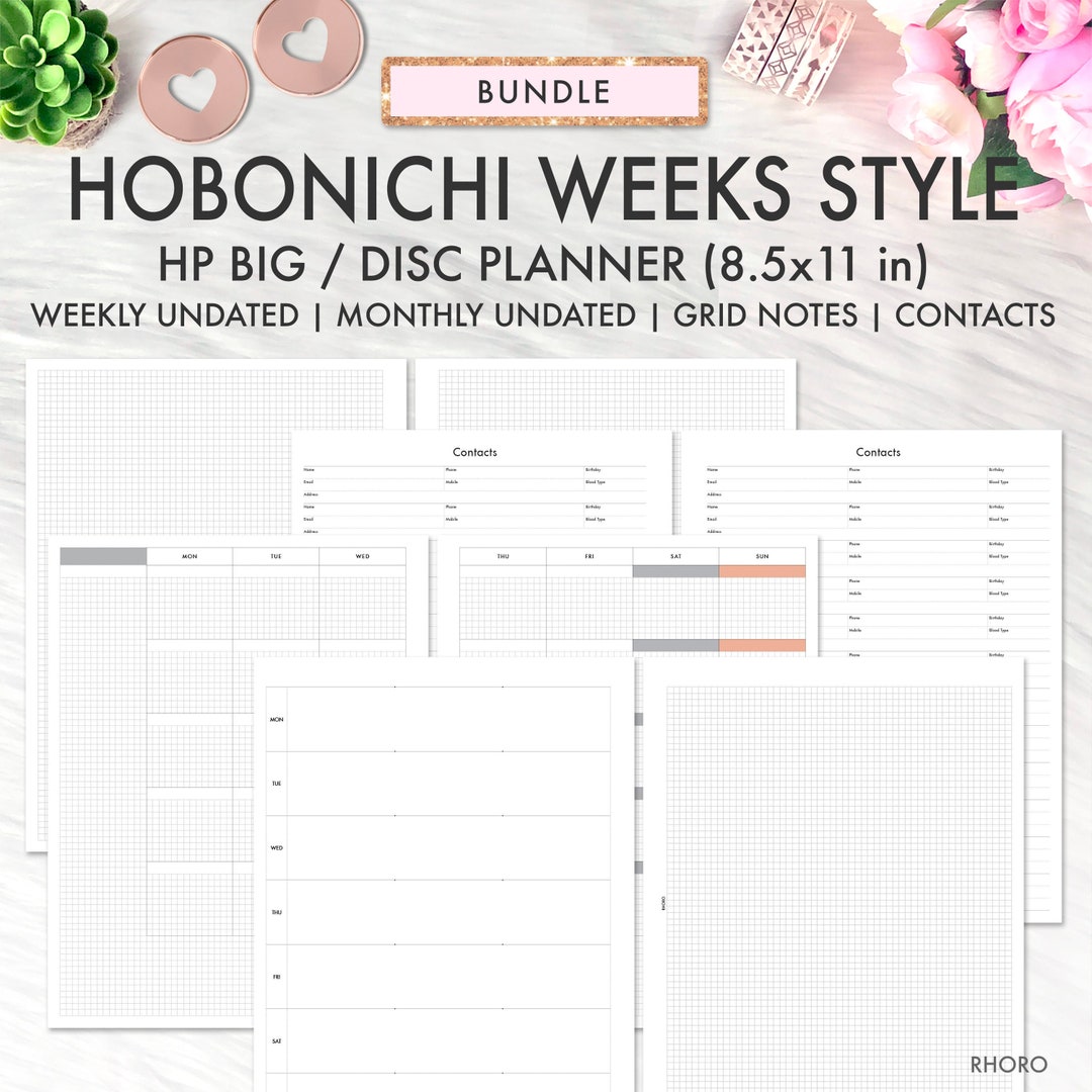 BIG HAPPY PLANNER Printable Insert, Hobonichi Weeks Grid Style Bundle ...