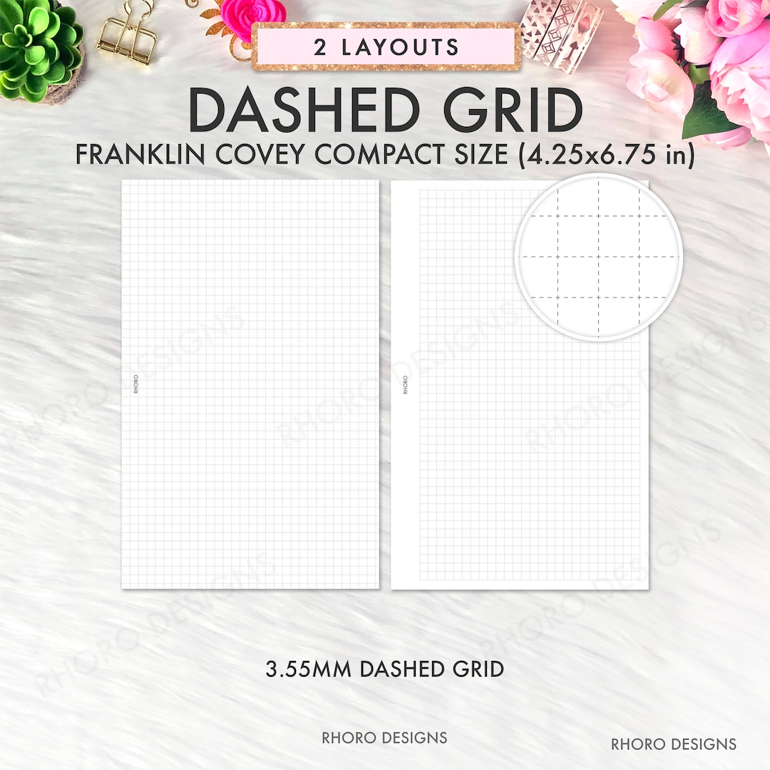 FRANKLIN COVEY Compact Inserts Printable, Grid, Dashed Grid Inserts ...