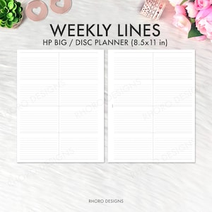 BIG HAPPY PLANNER Printable Insert, Weekly Lines Undated, Happy Planner Weekly Lines Printable Inserts, Big Happy Planner Weekly WO1P Pdf