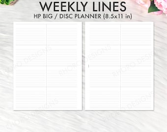 BIG HAPPY PLANNER Printable Insert, Weekly Lines Undated, Happy Planner Weekly Lines Printable Inserts, Big Happy Planner Weekly WO1P Pdf