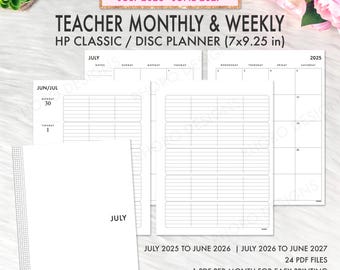 Happy Planner Classic Teacher Weekly Plan Printable Inserts, Teacher Planner 2025 2026 July Start, Teacher Happy Planner Printable Inserts