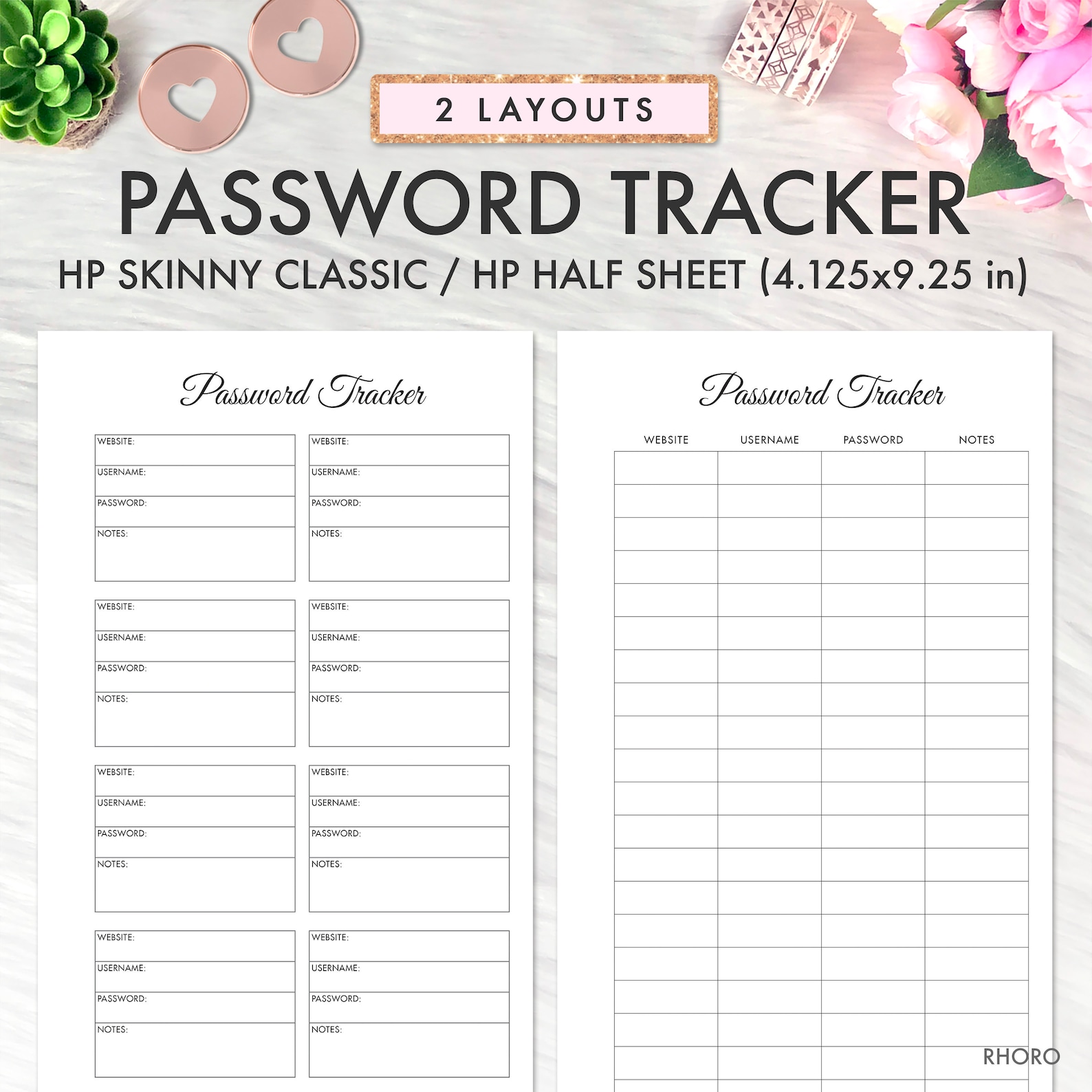 SKINNY CLASSIC Happy Planner Printable Inserts Password - Etsy