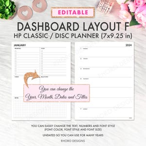 Mise en page du tableau de bord MODIFIABLE, insertion imprimable Happy Planner classique, mise en page du tableau de bord, recharge de Happy Planner hebdomadaire non daté, insertions imprimables
