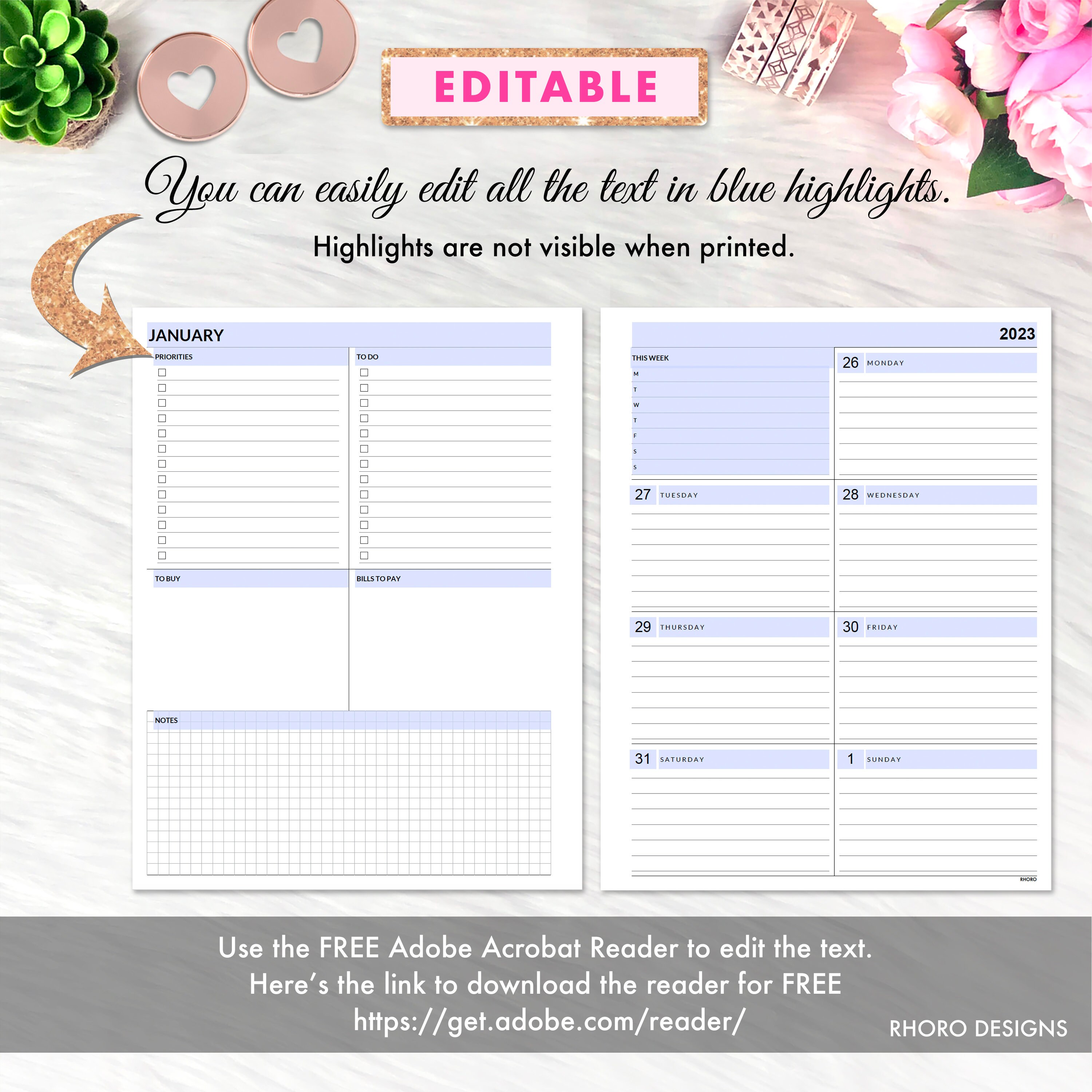 EDITABLE Happy Planner Big Dashboard Happy Planner Big Etsy