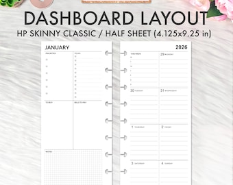 EDITIERBARE Dashboard Layout SKINNY CLASSIC Happy Planner Druckbare Einlage, Dashboard Layout Wöchentliche Undatierte Happy Planner Refill Einlagen Pdf