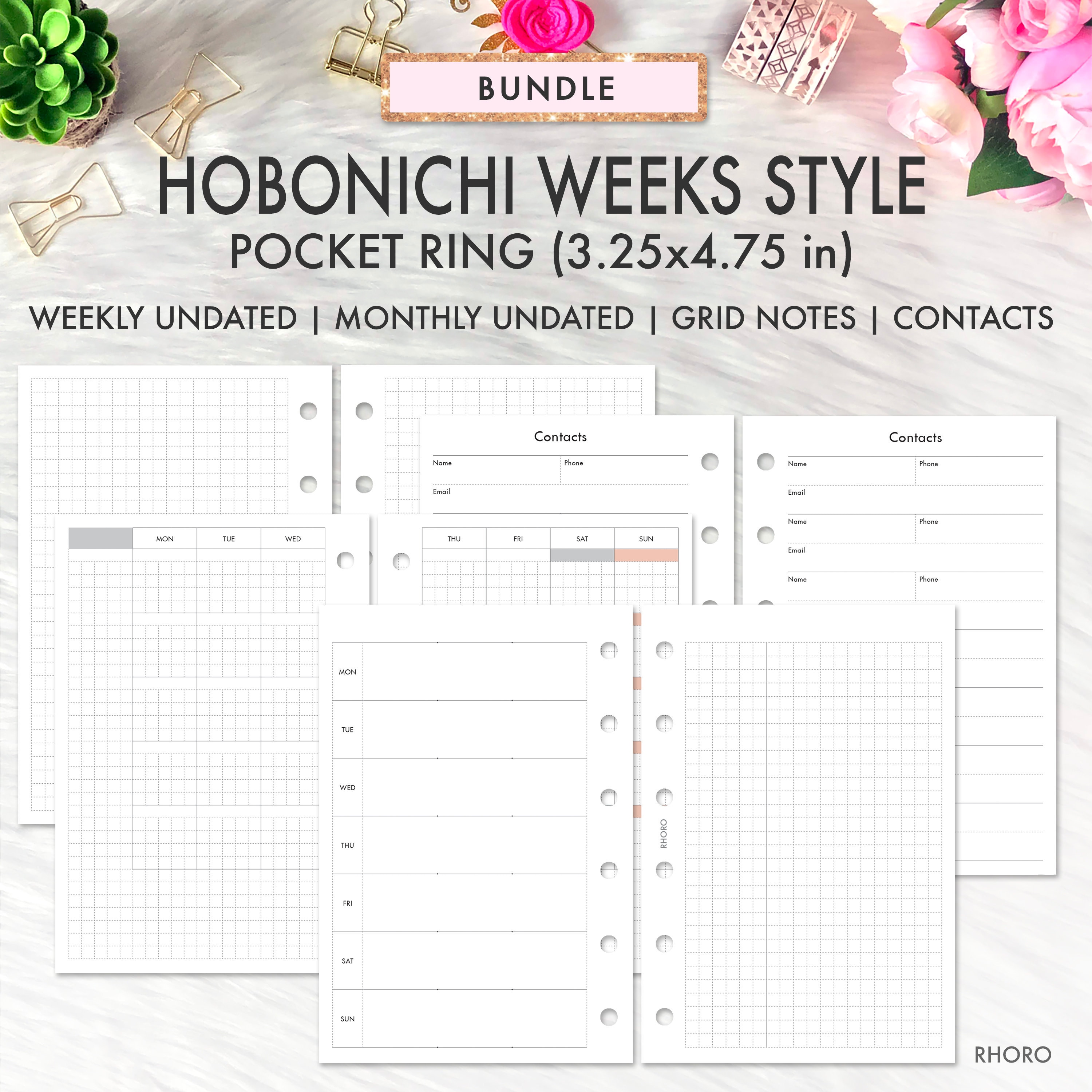 Pocket Ring Size Printable Insert Hobonichi Weeks Printable, Printable ...