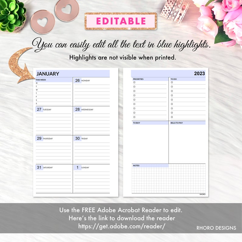 EDITABLE Happy Planner Mini Dashboard Layout Printable Insert Etsy