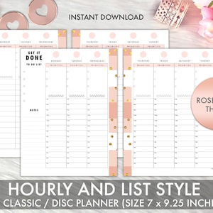 Happy Planner Rose Gold Inserts, Happy Planner Inserts Printable, Hourly Inserts, Undated, Mambi Classic, Happy Planner Printable Inserts
