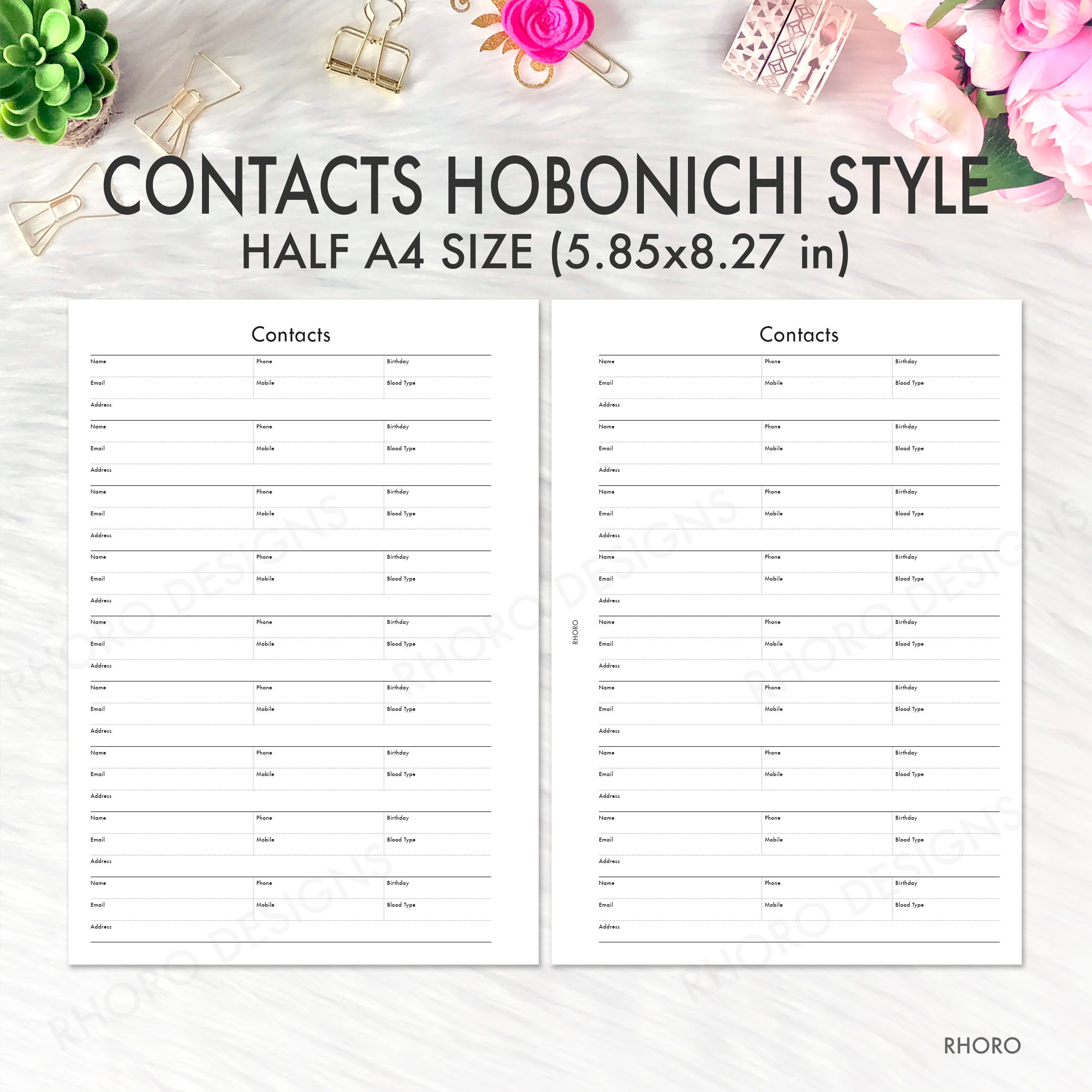 Half A4 Planner Inserts Printable, Hobonichi Weeks Grid Style Bundle ...