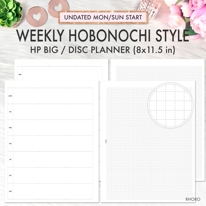 BIG HAPPY PLANNER Printable Insert, Hobonichi Weeks Grid Style Bundle ...