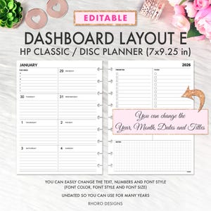 EDITABLE Happy Planner Dashboard Layout, CLASSIC Happy Planner Printable Insert, Happy Planner Printable, Happy Planner Classic Dashboard