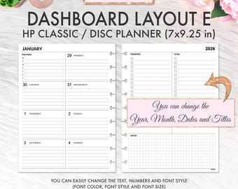EDITABLE Happy Planner Dashboard Layout, CLASSIC Happy Planner Printable Insert, Happy Planner Printable, Happy Planner Classic Dashboard