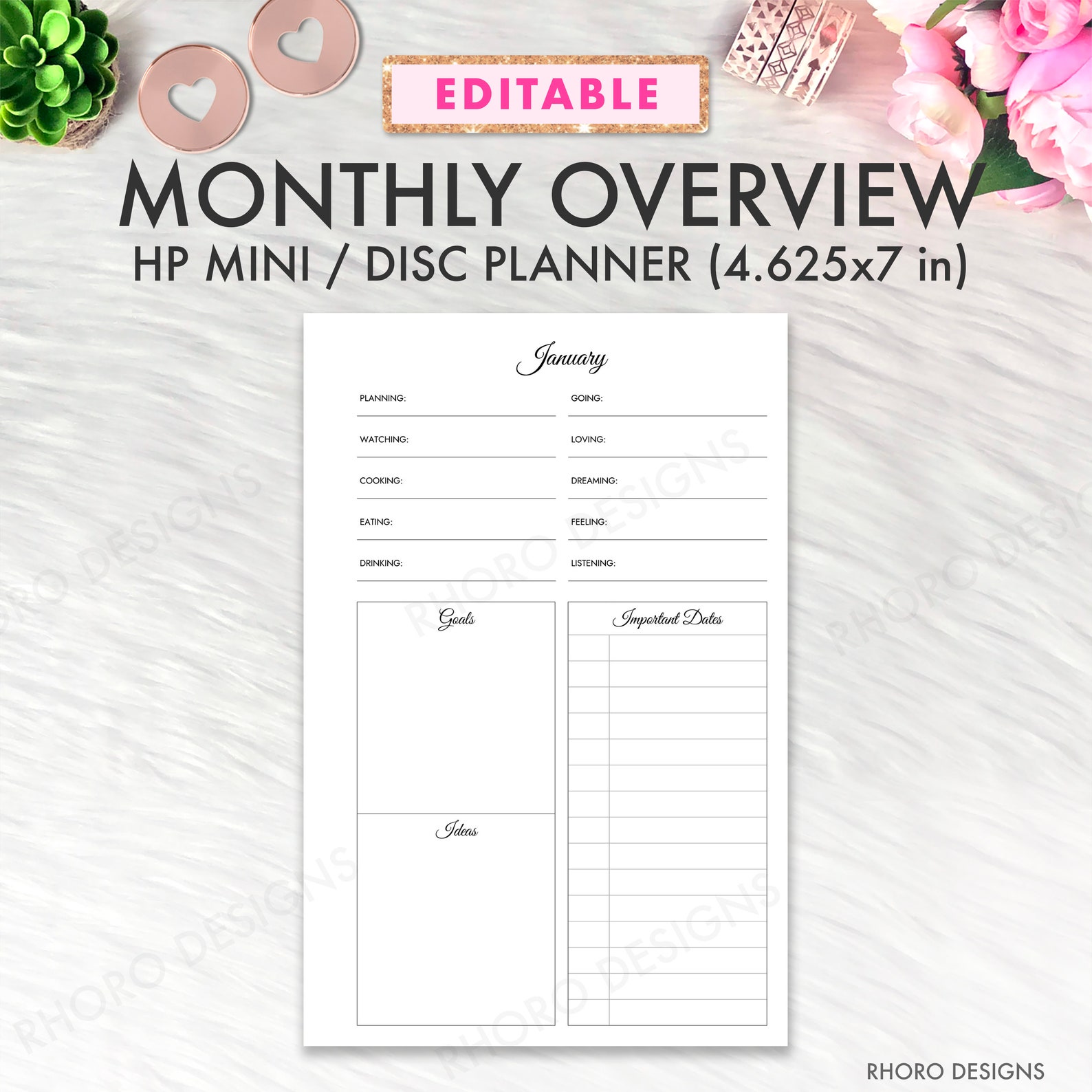 EDITABLE Mini Happy Planner Inserts, Happy Planner Printable Inserts ...