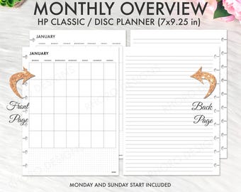 Classic Happy Planner Monthly Overview Undated, Happy Planner Printable Inserts Monthly Calendar, Month On One Page MO1P PDF Refill Download