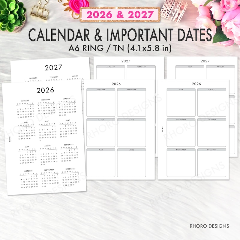 2026 A6 Calendar Insert - Etsy