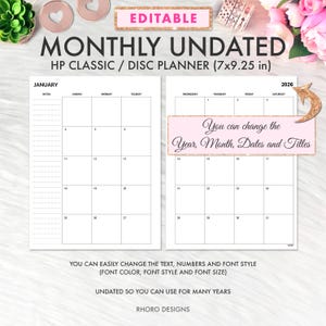 EDITABLE Classic Happy Planner Inserts, Happy Planner Inserts Printable, Monthly Undated Inserts, Happy Planner Printable Inserts Editable