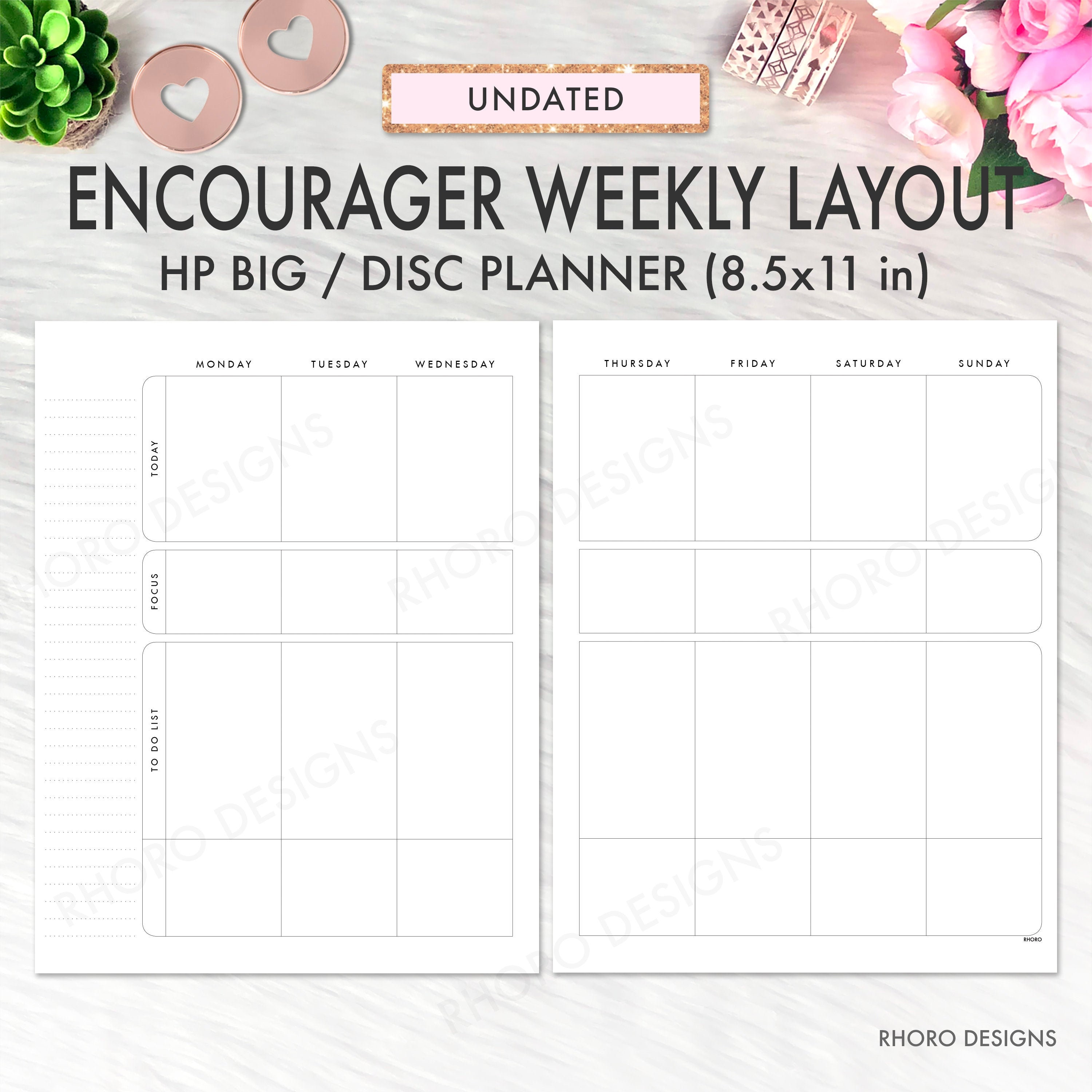 Happy Planner Big Printable, Happy Planner Encourager Weekly Layout