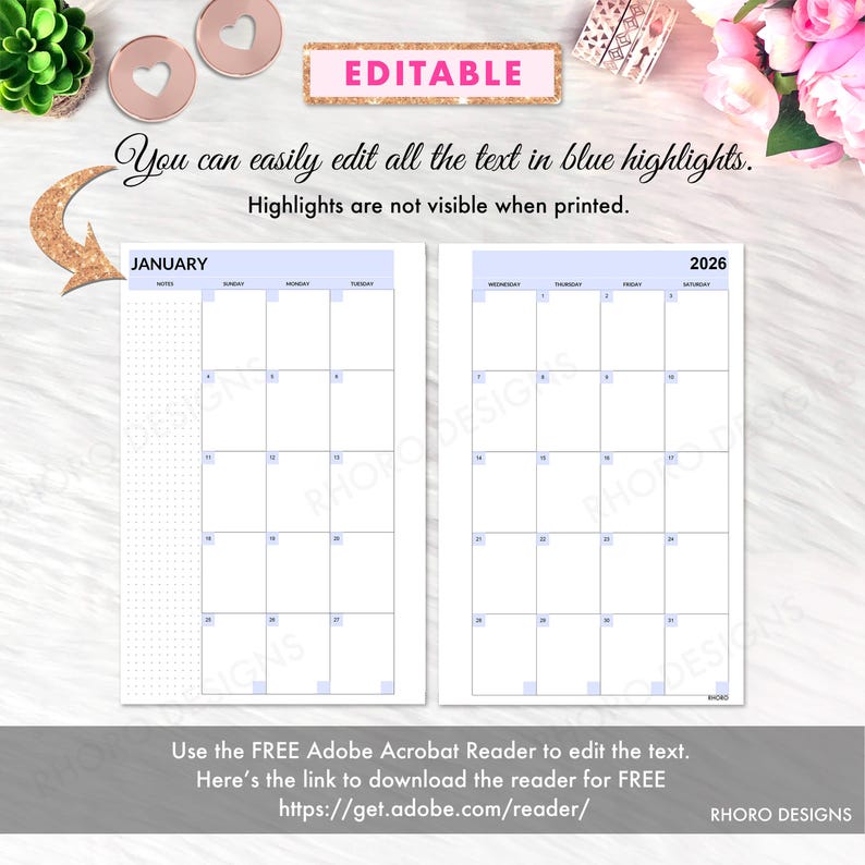 EDITABLE Mini Happy Planner Inserts, Happy Planner Printable Inserts, Monthly Undated Inserts, Happy Planner Editable Inserts Printable image 3