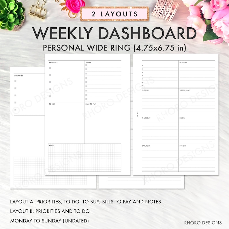 Personal Wide Inserts Personal Wide Planner Printable Etsy