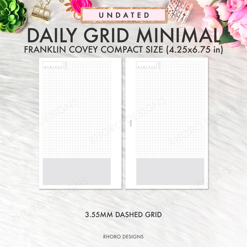 Franklin Covey Compact Inserts Printable Daily Grid Etsy