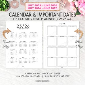Happy Planner Teacher Student Classic, Happy Planner Teacher Calendar 2025 2026 2027 School Dates Classic Happy Planner Printable Inserts