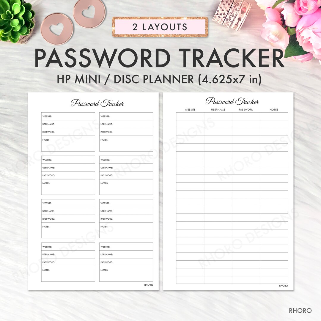 MINI HAPPY PLANNER Inserts Printable, Password Tracker Printables ...