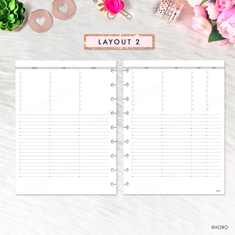 Classic Happy Planner Inserts, Weekly Grid with Time, Weekly Undated, Happy Planner Classic Printable Inserts, Weekly Undated, Weekly Refill image 4