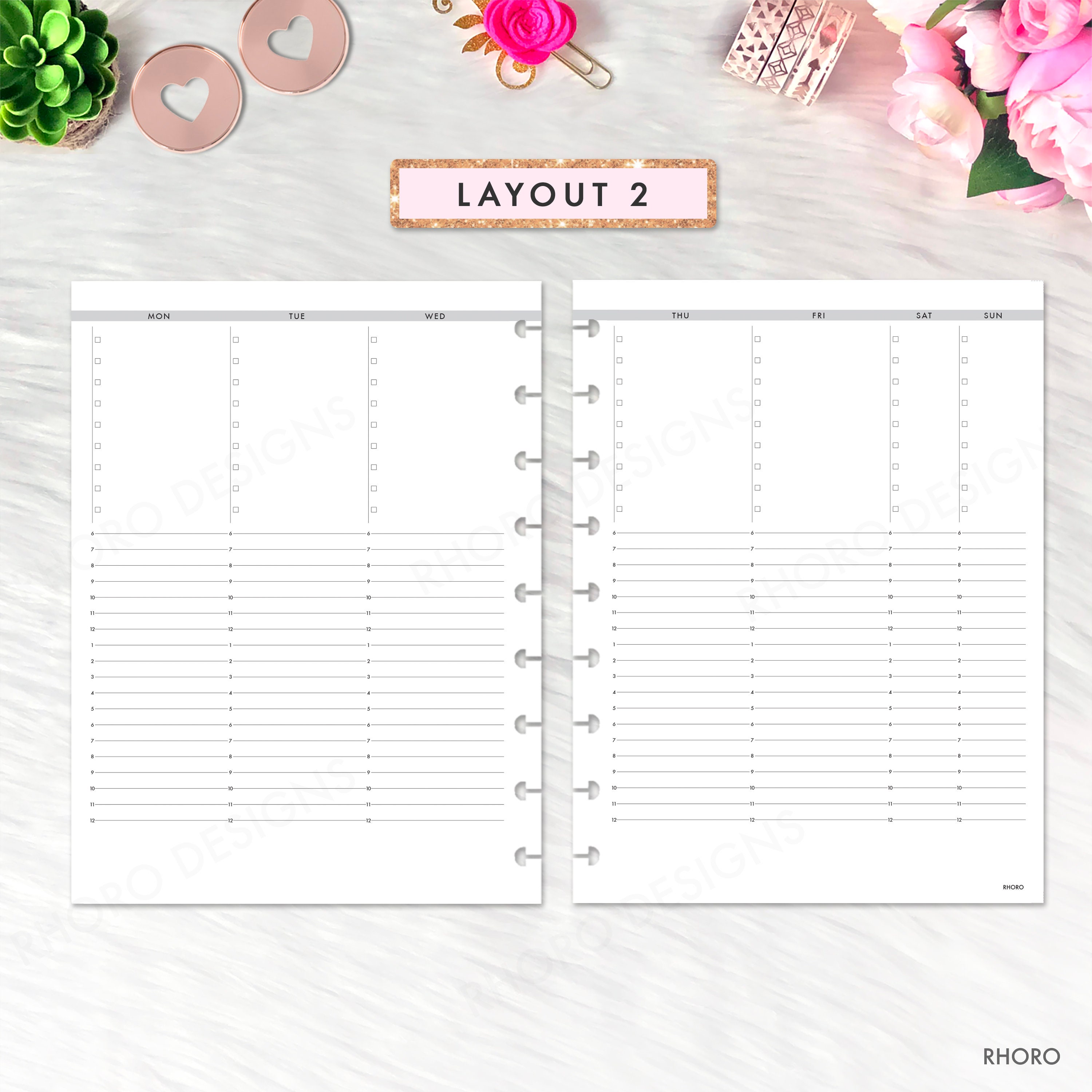 Classic Happy Planner Inserts, Weekly Grid With Time, Weekly Undated ...