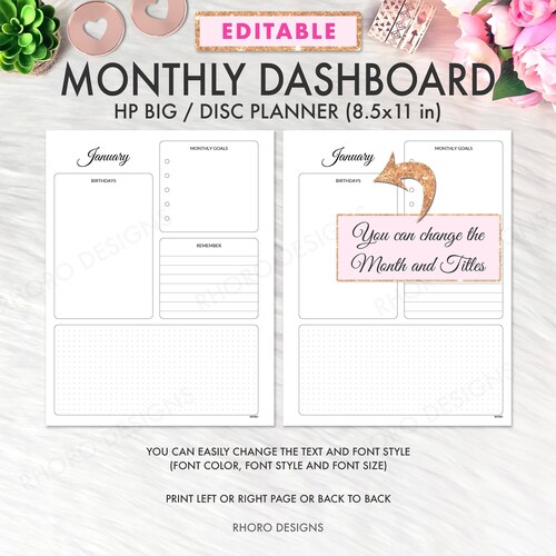 Big Happy Planner Weekly Dashboard Undated Printable Inserts Etsy
