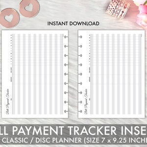 Happy Planner Classic BILL PAYMENT TRACKER Printable Insert, Bill ...