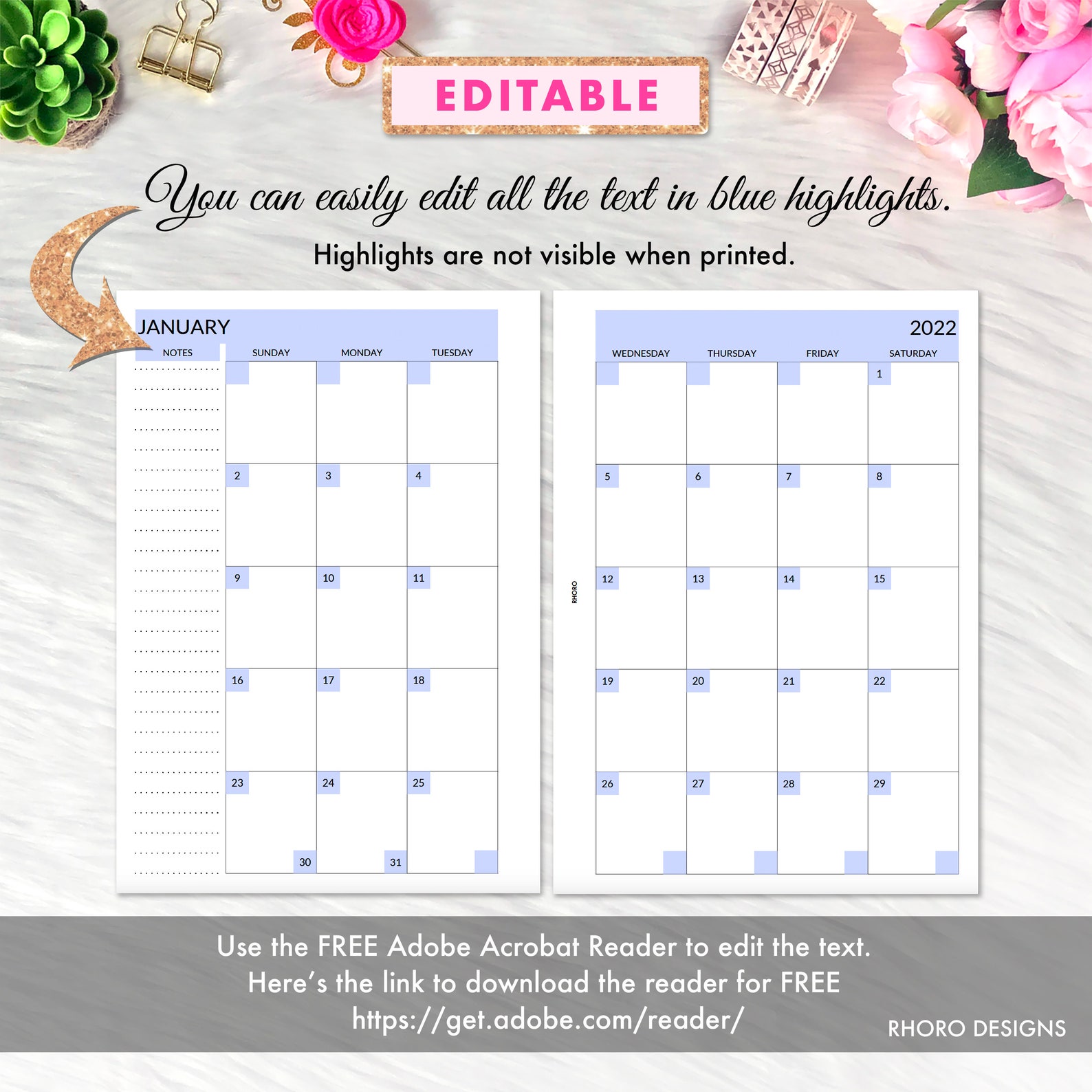 EDITABLE A5 Planner Inserts Printable A5 Monthly Inserts A5 - Etsy