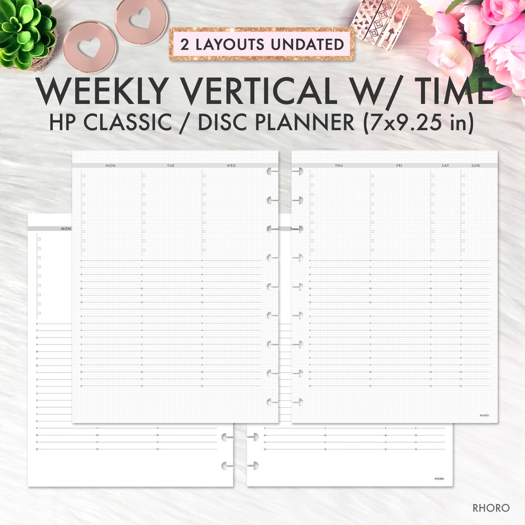 Classic Happy Planner Inserts, Weekly Grid With Time, Weekly Undated ...