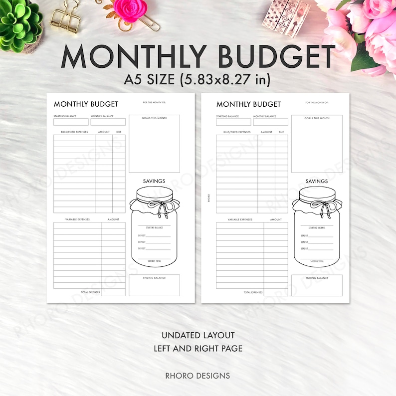A5 Planner Inserts Printable A5 Budget Printable A5 Budget | Etsy