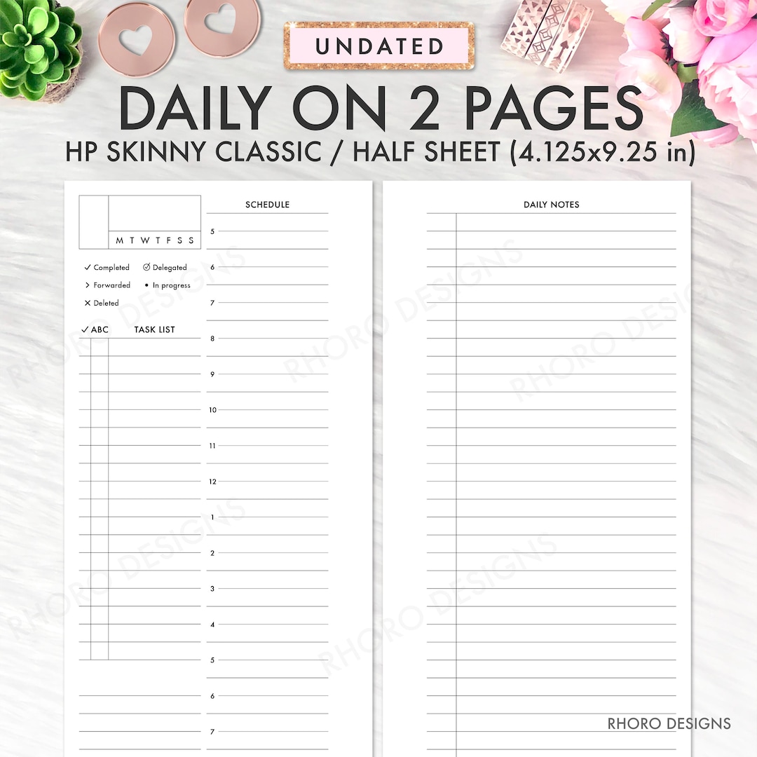 SKINNY CLASSIC Happy Planner Printable Insert, Daily on Two Pages DO2P ...