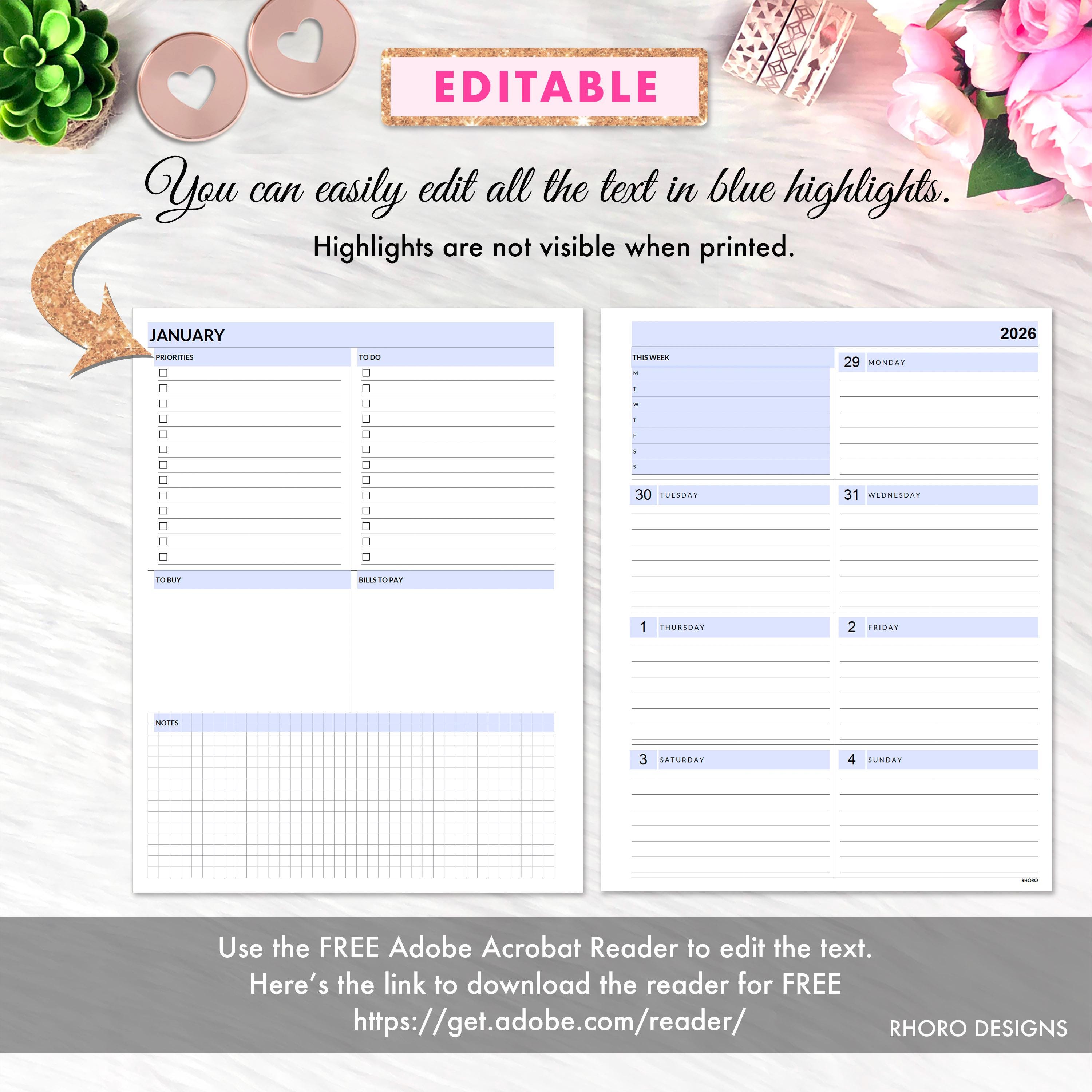 EDITABLE Happy Planner Big Dashboard, Happy Planner Big Printable