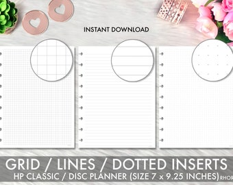 Classic Happy Planner Inserts, Happy Planner Inserts Printable, Grid, Lines, Dotted Grid Set, Mambi Classic, Happy Planner Printable Inserts