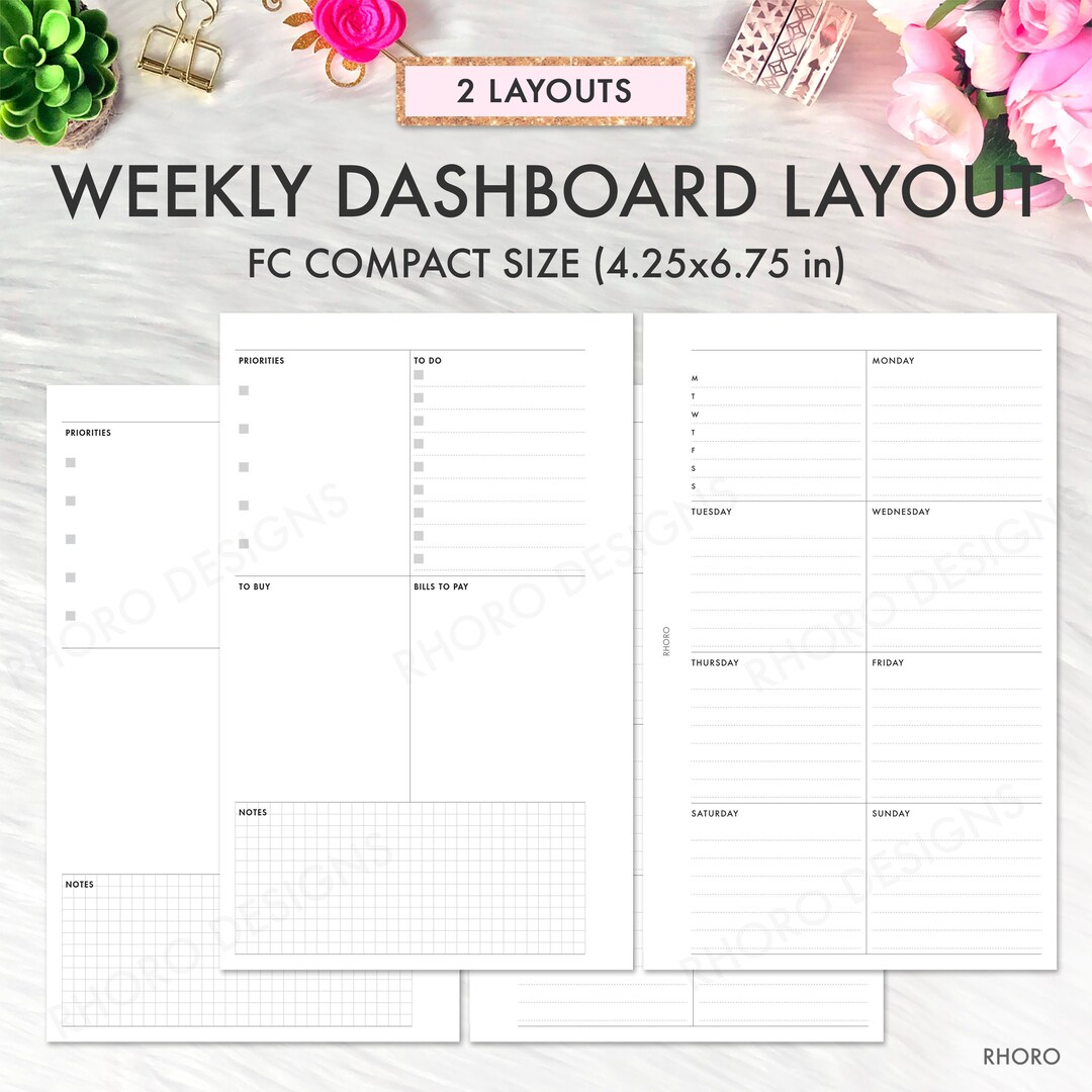 Franklin Covey Rings Inserts, Weekly Dashboard Undated, Franklin Covey ...