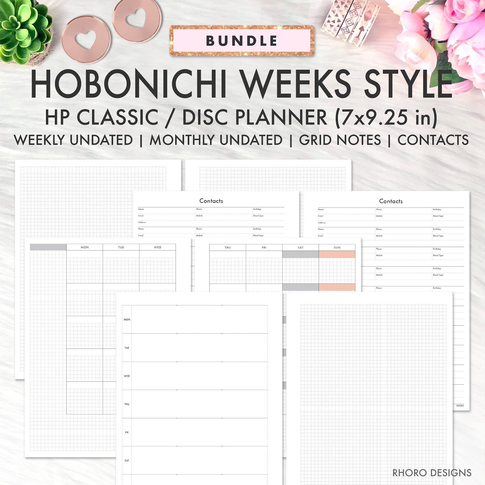 CLASSIC HAPPY PLANNER Printable Insert, Hobonichi Weeks Grid Style ...