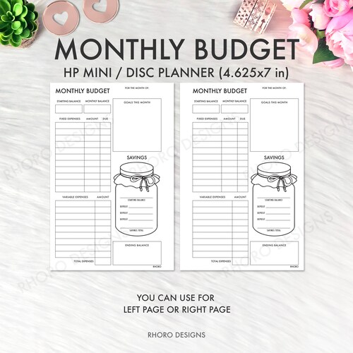 Happy Planner Mini Inserts Monthly Budget Happy Planner Mini Etsy