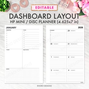 Layout editável para Mini Painel do Happy Planner, Refil semanal sem data para Mini Painel do Happy Planner.