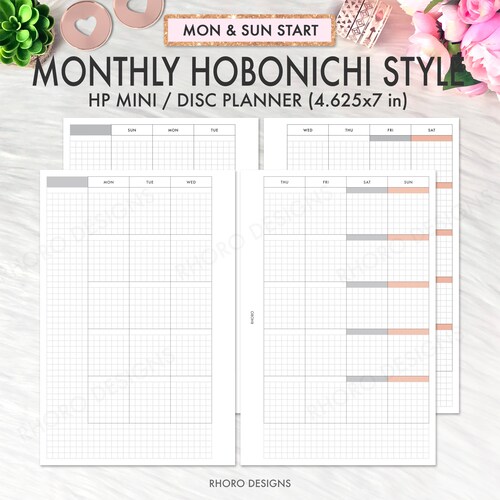 Happy Planner Mini Monthly Printable Monthly Grid Printable - Etsy